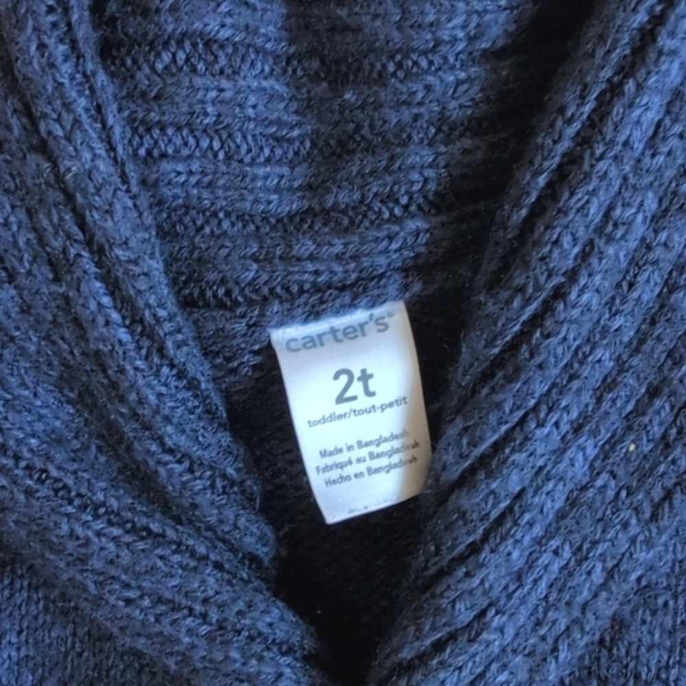 carter's wool blend jacquard knit shawl collar grandpa cardigan sweater 2T boys - Picture 2 of 6